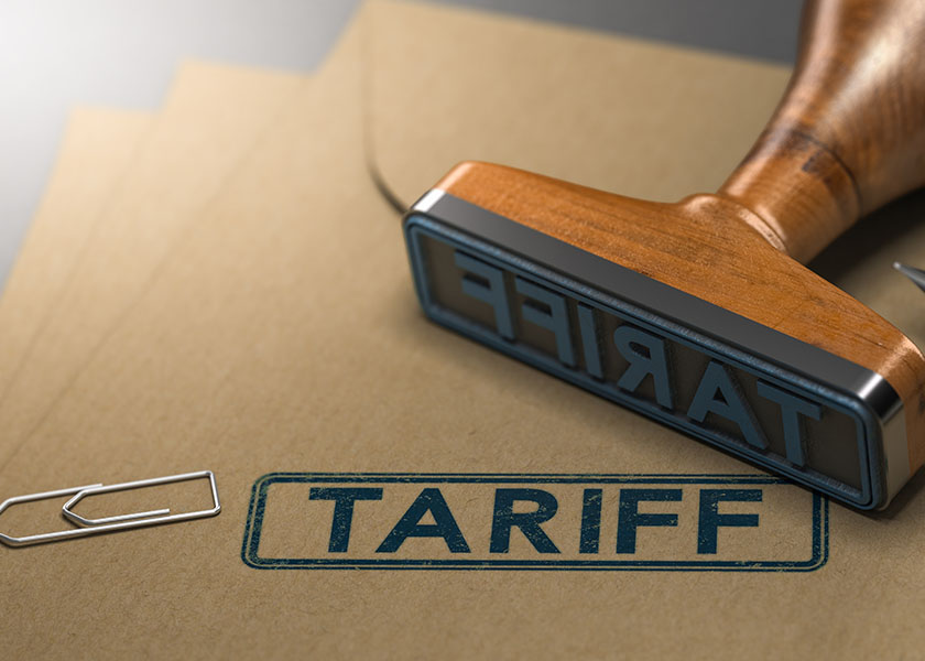 stamping Tariff on a folder